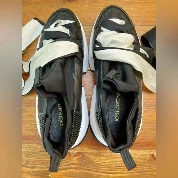 Loretta Pettinari Italy | Women’s 7.5 | Black & White Ribbon Sneaker | No Tie - Picture 4 of 8